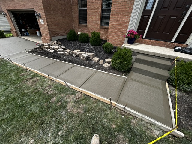 sidewalks and walkways with fresh concrete