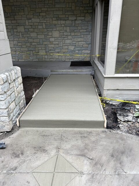 front porch steps fresh concrete